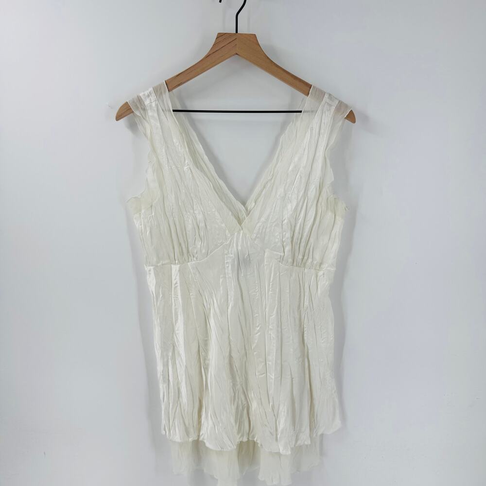 Sere Nade Ivory Pleated Satin Nightgown Chemise Size L‎